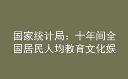 國家統(tǒng)計局：十年間全國居民人均教育文化娛樂支出增長106.0%