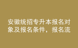 安徽統(tǒng)招專升本報(bào)名對(duì)象及報(bào)名條件，報(bào)名流程是什么？ 