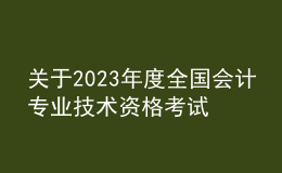 關(guān)于2023年度全國(guó)會(huì)計(jì)專業(yè)技術(shù)資格考試考務(wù)日程安排及有關(guān)事項(xiàng)的通知