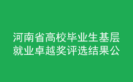 河南省高校畢業(yè)生基層就業(yè)卓越獎(jiǎng)評(píng)選結(jié)果公示！這些師生入選