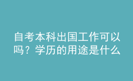 自考本科出國(guó)工作可以嗎？學(xué)歷的用途是什么 