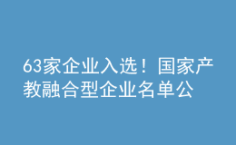 63家企業(yè)入選！國家產(chǎn)教融合型企業(yè)名單公示