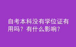 自考本科沒有學(xué)位證有用嗎？有什么影響？ 