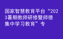 國家智慧教育平臺“2023暑期教師研修暨師德集中學習教育”專題結(jié)業(yè)