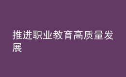 推進(jìn)職業(yè)教育高質(zhì)量發(fā)展