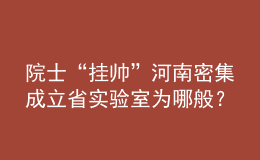 院士“掛帥”河南密集成立省實(shí)驗(yàn)室為哪般？